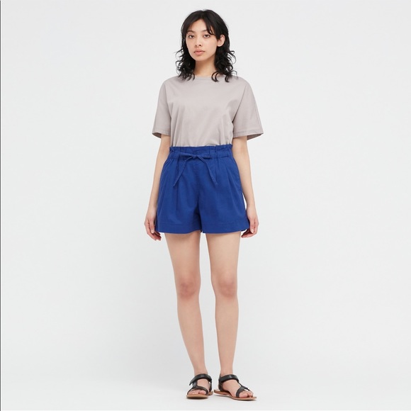 NWT NEVER WORN | Uniqlo Women Linen Cotton Shorts, Blue with stripes, Size XL - Picture 5 of 16
